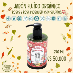 Jabón Fluido orgánico Rosas + Rosa Mosqueta